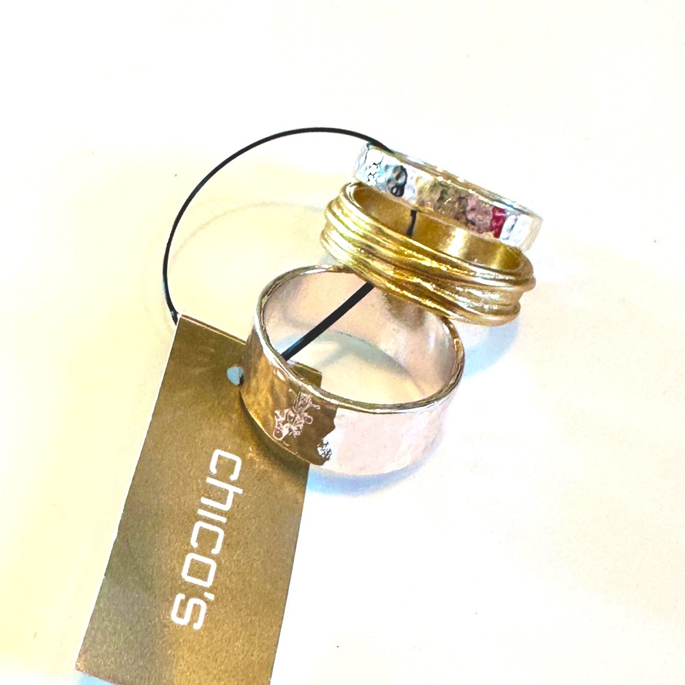 Chico's Mixed Metal Stackable Rings - Gold & Silver - Picture 6 of 11
